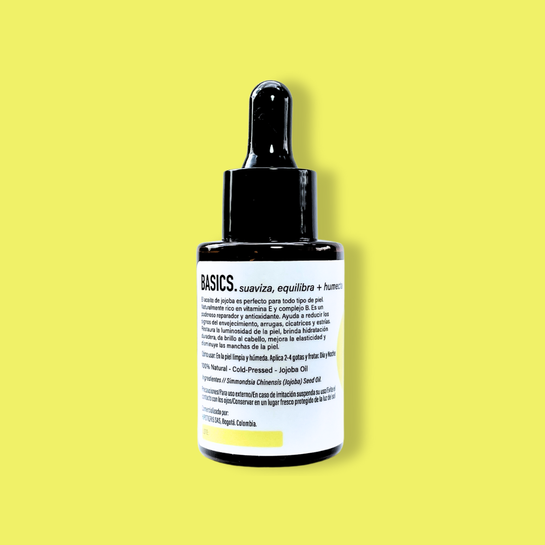 el parte atrás del Aceite de Jojoba Orgánico de Simple As.