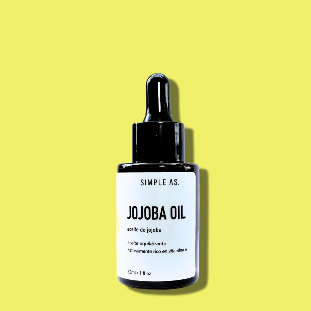 Aceite de Jojoba Orgánico de Simple As con fondo plano.