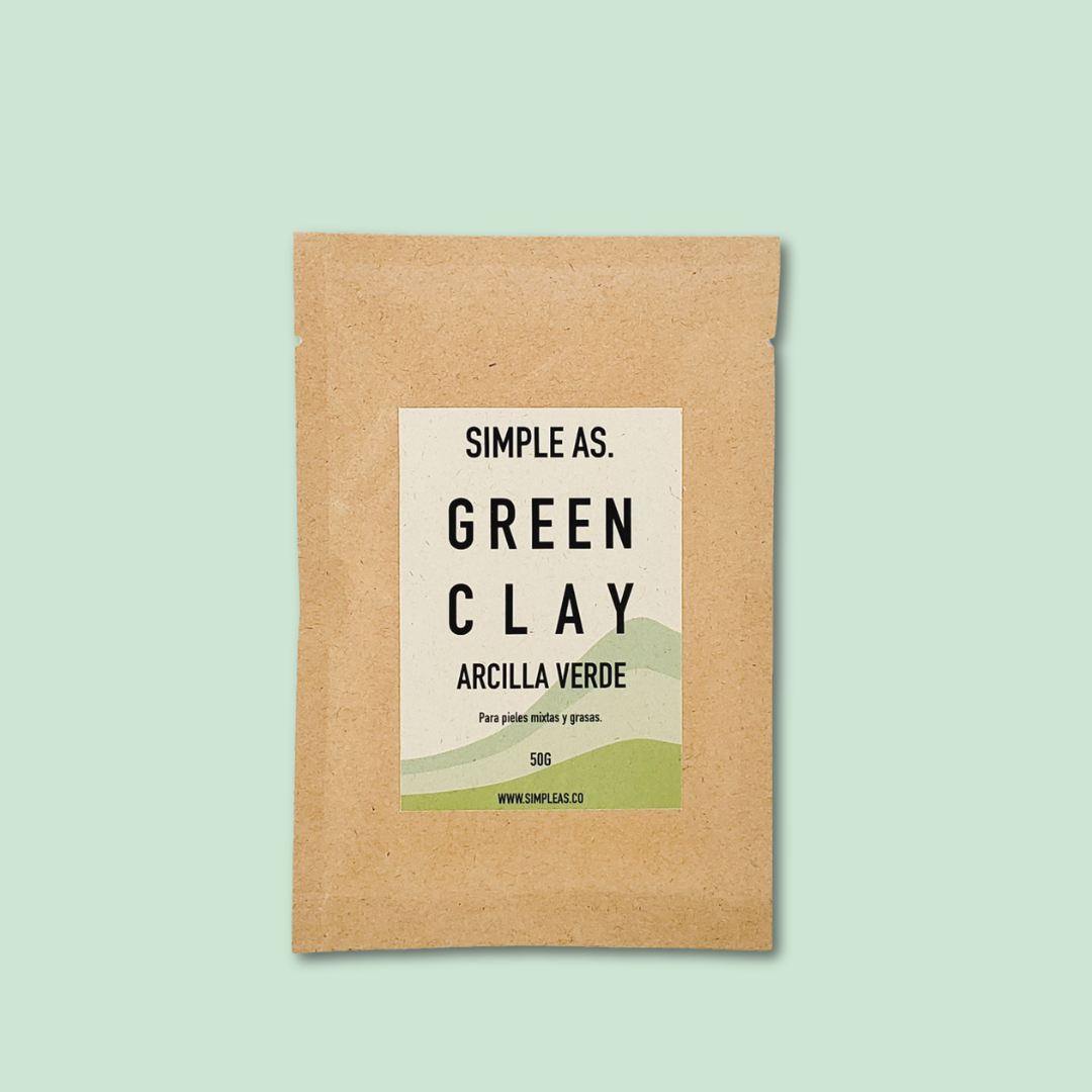 la arcilla verde de 50g de simple as con fondo plano