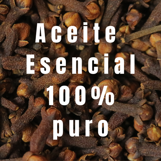 clavos de olor con texto 'aceite esencial 100% natural'