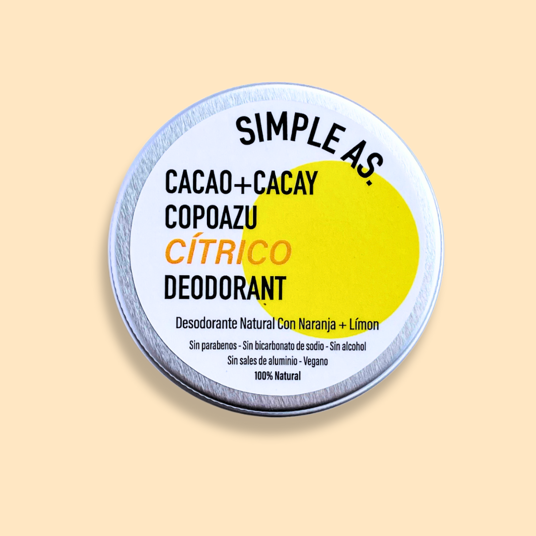 desodorante natural cítrico con naranja y limón con fondo plano