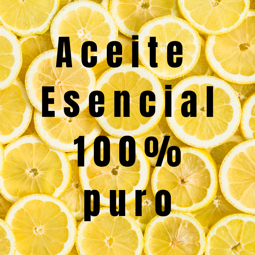 foto de limones con el texto "aceite esencial 100% puro"