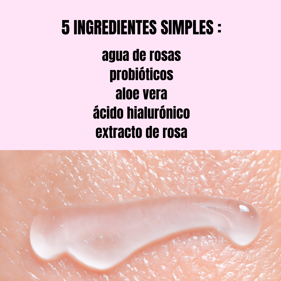 ingredientes del Gel facial de ácido hialurónico y agua de rosas de Simple As.
