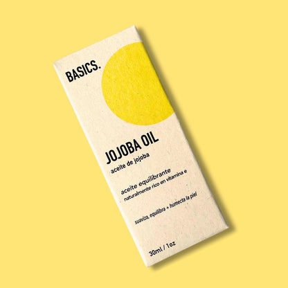 aceite de jojoba 30ml en su caja con fondo plano.
