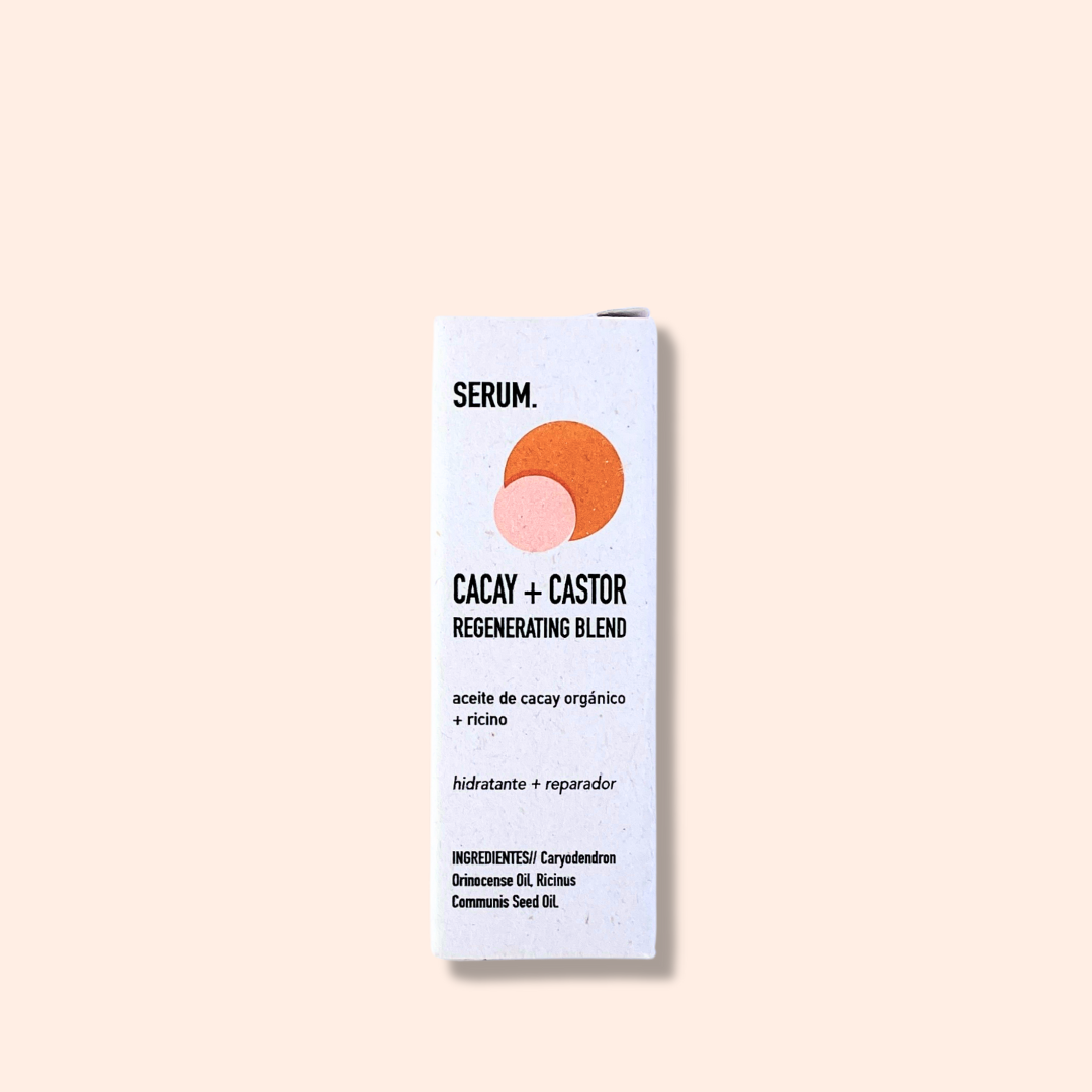 la caja de aceite de cacay para unas con fondo plano. 