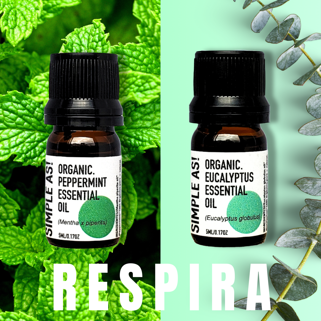 aceite esencial de menta y eucalipto con fondo de hierbas  